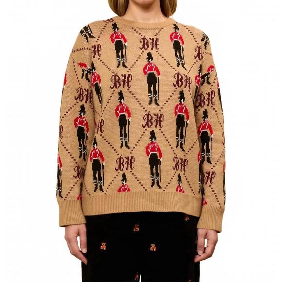 LINGUA FRANCA Sweaters - NEW LINGUA FRANCA bowery boy crewneck sweater in camel multi
